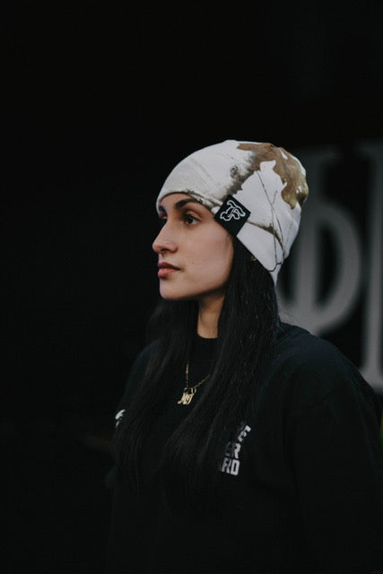Wood Camo Beanie in White