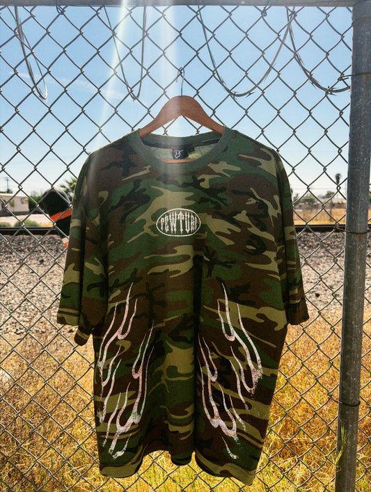 Anniversary Fewture Waffle Tee in Army Camo