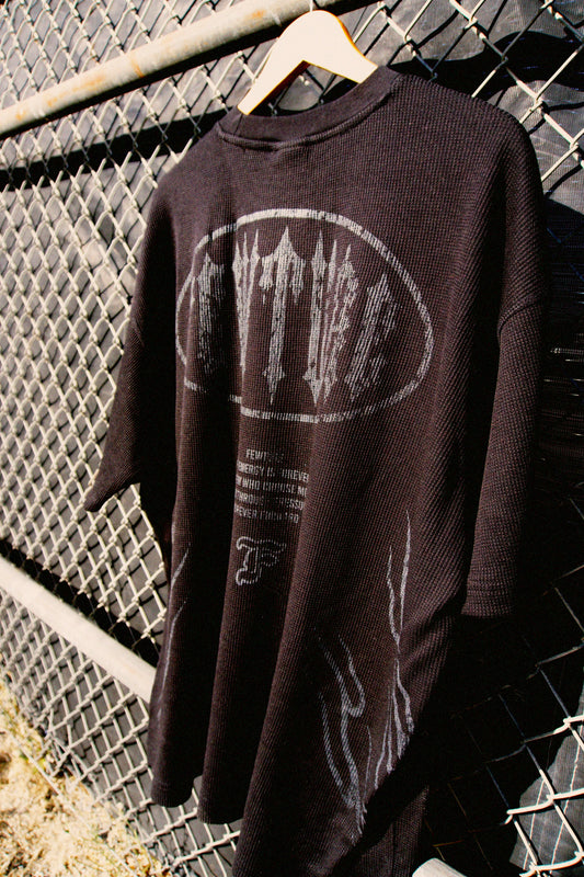 Anniversary Fewture Waffle Tee in Black