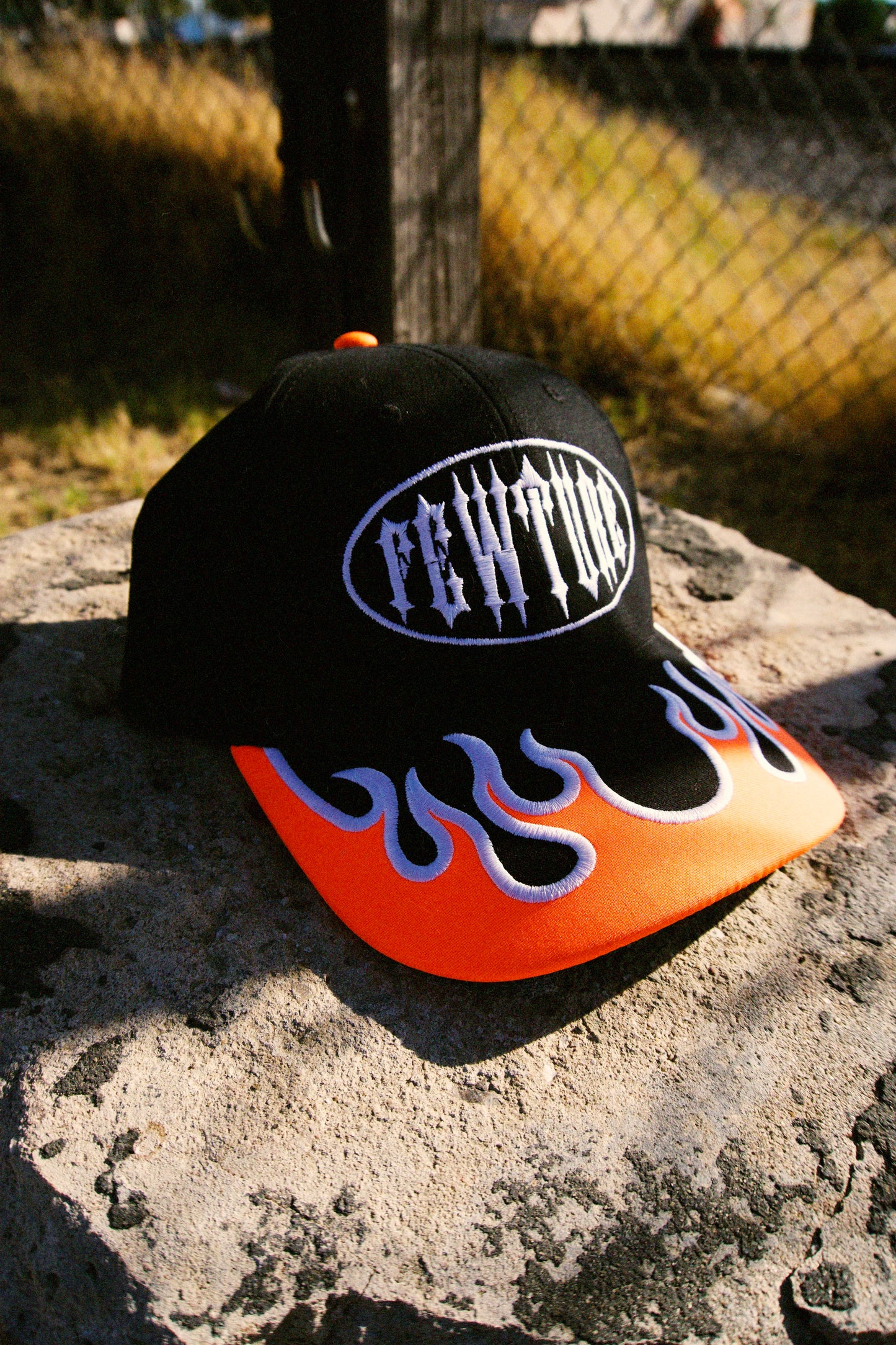 Anniversary Fewture Flame Baseball Cap in Black/Orange