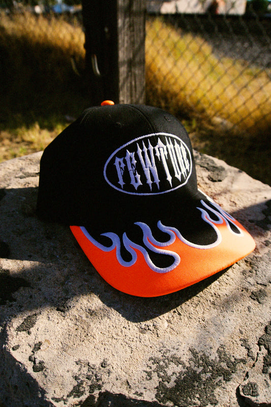 Anniversary Fewture Flame Baseball Cap in Black/Orange