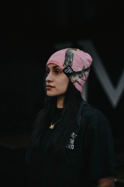 Wood Camo Beanie in Pink